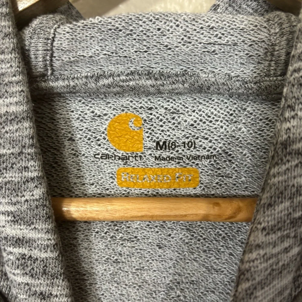 Carhartt Women’s Marled Gray Hooded Sweater Size M - Picture 3 of 5